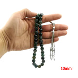 Natural Aquatic Agates Rosary Tasbih 33 66 99 Beads Green Stone Prayer Beads