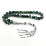 Natural Aquatic Agates Rosary Tasbih 33 66 99 Beads Green Stone Prayer Beads