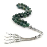 Natural Aquatic Agates Rosary Tasbih 33 66 99 Beads Green Stone Prayer Beads