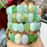 Natural Chrysoprase Jade Stone Beads Bracelet Gemstone Bangle for Women