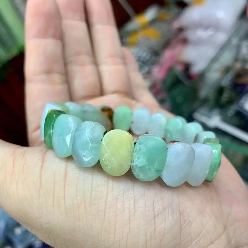 Natural Chrysoprase Jade Stone Beads Bracelet Gemstone Bangle for Women