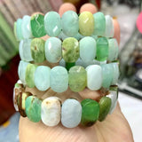 Natural Chrysoprase Jade Stone Beads Bracelet Gemstone Bangle for Women