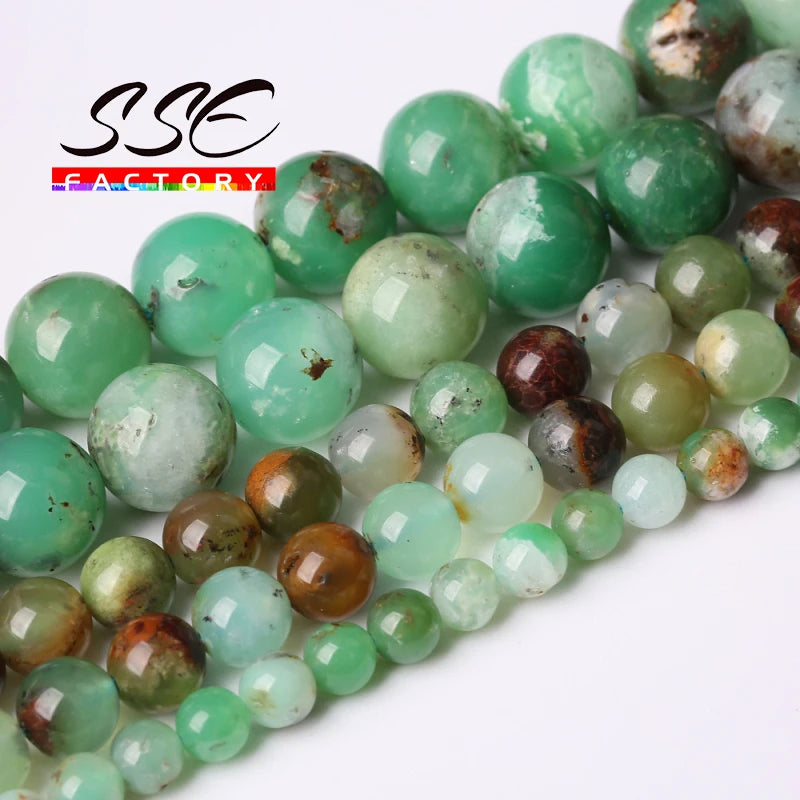 Natural Australia Chrysoprase Jades Stone Beads Round Loose Beads 15'' Strand