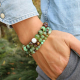 Australian Jade Stone Beaded Bracelet with Charms