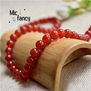 Natural Agate Chalcedony Bead Necklace Bracelet Set