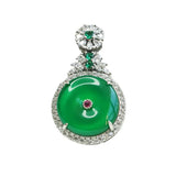 Green Chalcedony Pendant Ice Agate Safety Clasp