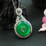 Green Chalcedony Pendant Ice Agate Safety Clasp