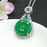 Green Chalcedony Pendant Ice Agate Safety Clasp