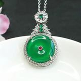 Green Chalcedony Pendant Ice Agate Safety Clasp