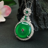 Green Chalcedony Pendant Ice Agate Safety Clasp