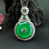 Green Chalcedony Pendant Ice Agate Safety Clasp