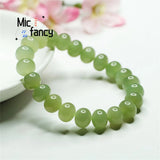 Vintage Hetian Jade Qiemo Bead Bracelet National Style Gift