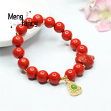 Red Cinnabar Zodiac Pig Bracelet with Gourd Bead Tassel