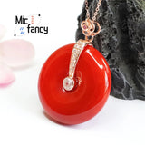 Natural South Red Agate Safety Buckle Pendant Necklace