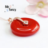 Natural South Red Agate Safety Buckle Pendant Necklace