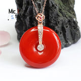 Natural South Red Agate Safety Buckle Pendant Necklace