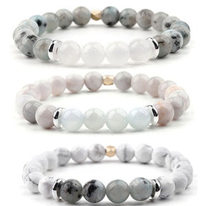 Natural Stone Beaded Elastic Bracelet for Good Fortune Courage Lucky Wealth