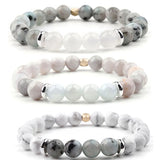 Natural Stone Beaded Elastic Bracelet for Good Fortune Courage Lucky Wealth