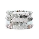 Natural Stone Beaded Elastic Bracelet for Good Fortune Courage Lucky Wealth