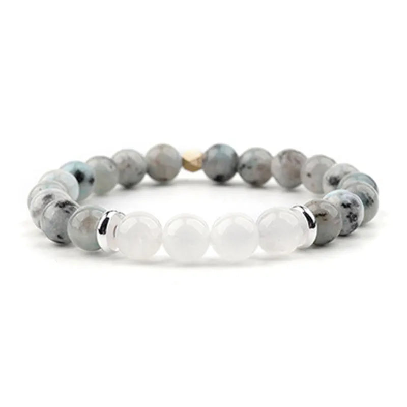 Natural Stone Beaded Elastic Bracelet for Good Fortune Courage Lucky Wealth