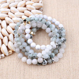 Natural Stone Beaded Elastic Bracelet for Good Fortune Courage Lucky Wealth