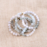 Natural Stone Beaded Elastic Bracelet for Good Fortune Courage Lucky Wealth