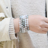 Natural Stone Beaded Elastic Bracelet for Good Fortune Courage Lucky Wealth
