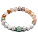 Bamboo Leaves Bracelet with Howlite and Amazonite Beads