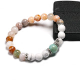 Bamboo Leaves Bracelet with Howlite and Amazonite Beads
