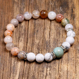 Bamboo Leaves Bracelet with Howlite and Amazonite Beads
