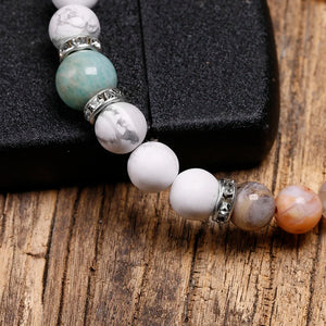 Bamboo Leaves Bracelet with Howlite and Amazonite Beads