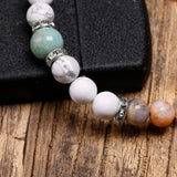 Bamboo Leaves Bracelet with Howlite and Amazonite Beads