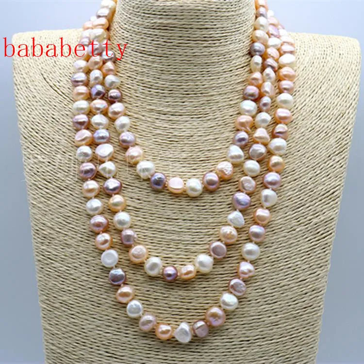 Natural Baroque Freshwater Pearl Sweater Chain Necklace
