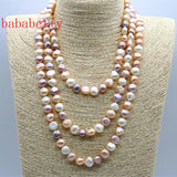 Natural Baroque Freshwater Pearl Sweater Chain Necklace