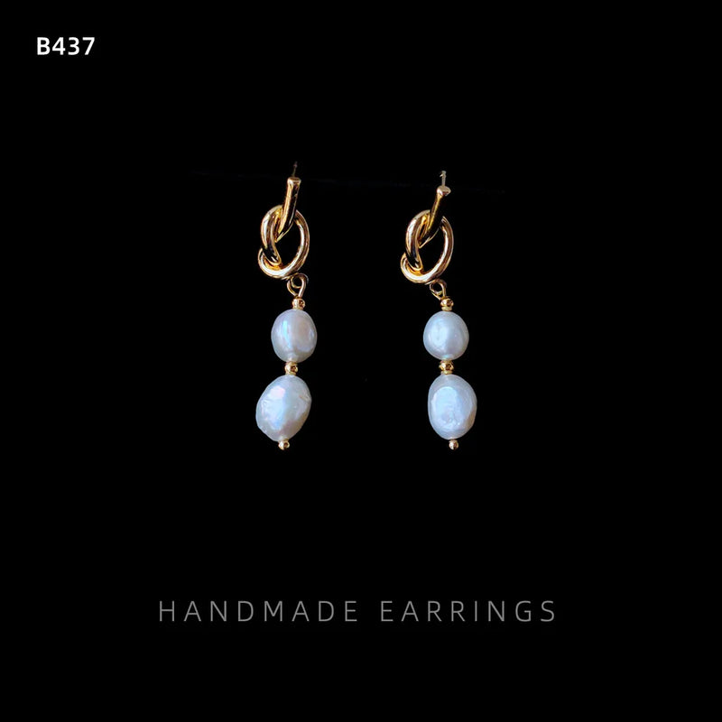 Baroque Freshwater Pearl 14K Filled Tassel Stud Earrings Bridal Jewelry