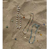 Baroque Pearl Bead Necklace OT Buckle Choker Chain for Women Girls
