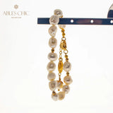 Baroque Pearl Bracelet with Zircon Moon Charms