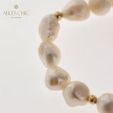Baroque Pearl Bracelet with Zircon Moon Charms