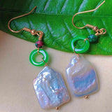 Baroque Freshwater Pearl Jade 18k Earrings CARNIVAL Lucky Mothers
