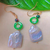 Baroque Freshwater Pearl Jade 18k Earrings CARNIVAL Lucky Mothers
