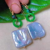 Baroque Freshwater Pearl Jade 18k Earrings Lucky Classic DIY Jewelry