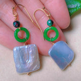 Baroque Freshwater Pearl Jade 18k Earrings Lucky Classic DIY Jewelry
