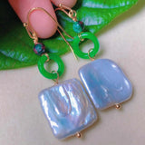 Baroque Freshwater Pearl Jade 18k Earrings Lucky Classic DIY Jewelry