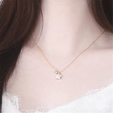 Baroque Pearl Pentagram Pendant Necklace Minimalist Clavicle Chain
