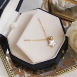 Baroque Pearl Pentagram Pendant Necklace Minimalist Clavicle Chain