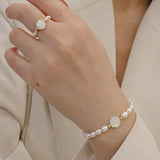 Baroque Freshwater Pearls Flower Shell Beaded Strand Bracelets for Women
