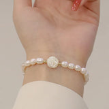 Baroque Freshwater Pearls Flower Shell Beaded Strand Bracelets for Women