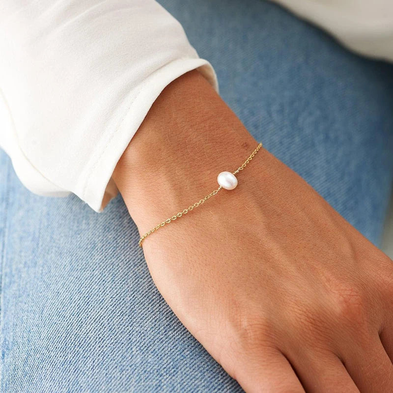 Baroque Pearl Bracelet 14K Filled Vintage Boho Charms Anklet