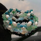 Baroque Pearl Bracelet Reiki Healing Crystal Chip Stone Fluorite Kyanite Quartz