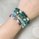 Baroque Pearl Bracelet Reiki Healing Crystal Chip Stone Fluorite Kyanite Quartz
